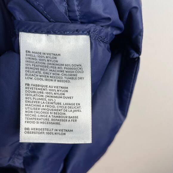 Lands End Packable Down Filled Hooded Belted Long Vest Navy Blue women’s plus 1X - Picture 12 of 13